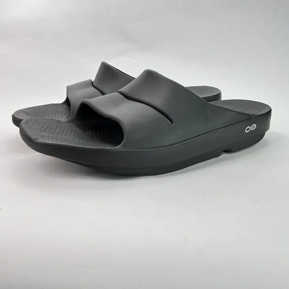 OOFOS OOahh Sport Slide Sandals Mens 10 Womens 12 Comfort Orthopedic Shoes Black
